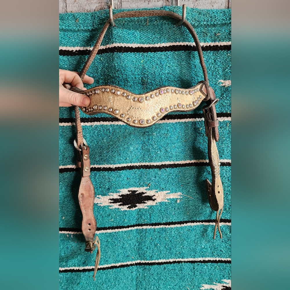 Champagne colored headstall with bling